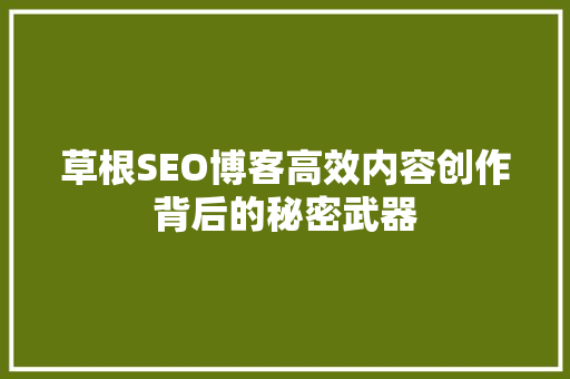 草根SEO博客高效内容创作背后的秘密武器 WordPress教程