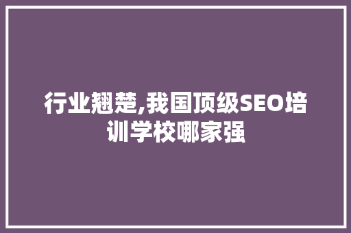 行业翘楚,我国顶级SEO培训学校哪家强 服务器/数据库