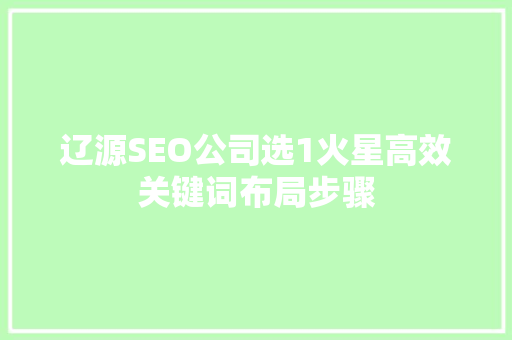 辽源SEO公司选1火星高效关键词布局步骤 友链在线