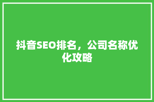 抖音SEO排名，公司名称优化攻略 友链在线