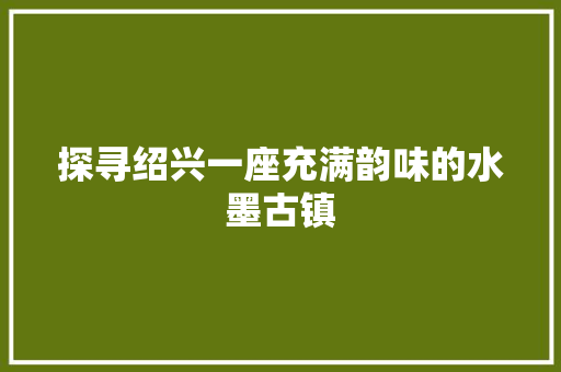探寻绍兴一座充满韵味的水墨古镇