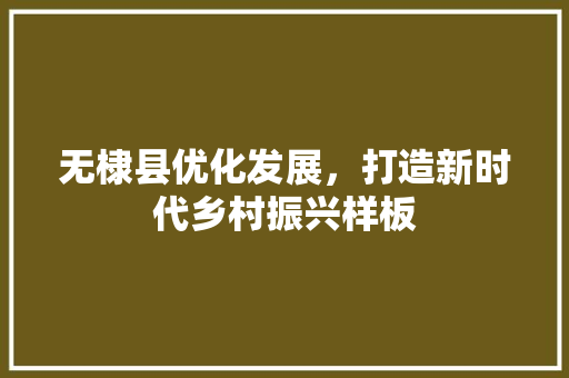 无棣县优化发展，打造新时代乡村振兴样板