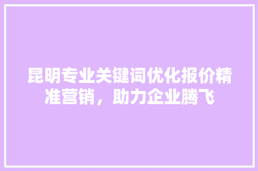 昆明专业关键词优化报价精准营销，助力企业腾飞