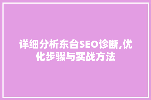 详细分析东台SEO诊断,优化步骤与实战方法