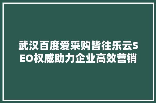 武汉百度爱采购皆往乐云SEO权威助力企业高效营销之路