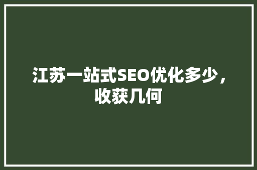 江苏一站式SEO优化多少，收获几何 WordPress教程