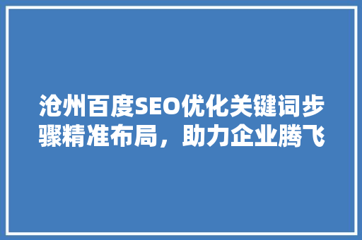 沧州百度SEO优化关键词步骤精准布局，助力企业腾飞 友链在线