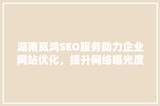 湖南岚鸿SEO服务助力企业网站优化，提升网络曝光度 WordPress教程
