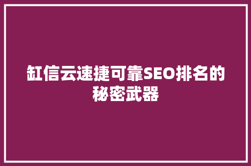 缸信云速捷可靠SEO排名的秘密武器