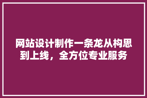 网站设计制作一条龙从构思到上线，全方位专业服务