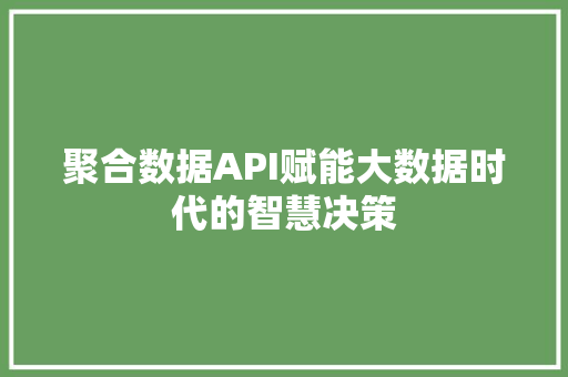 聚合数据API赋能大数据时代的智慧决策 友链在线