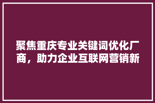 聚焦重庆专业关键词优化厂商，助力企业互联网营销新突破 服务器/数据库