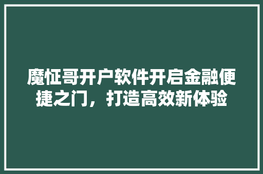 魔怔哥开户软件开启金融便捷之门，打造高效新体验 Web前端