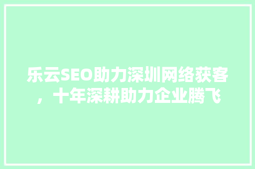 乐云SEO助力深圳网络获客，十年深耕助力企业腾飞
