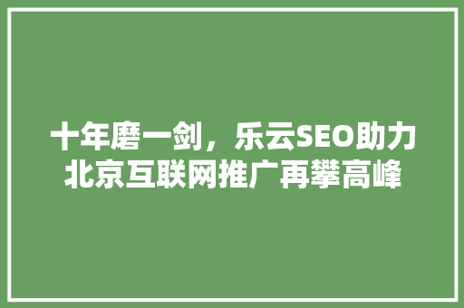 十年磨一剑，乐云SEO助力北京互联网推广再攀高峰