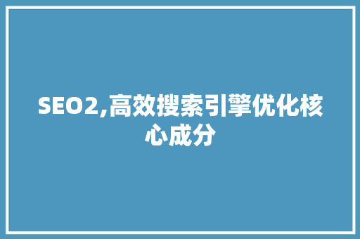 SEO2,高效搜索引擎优化核心成分