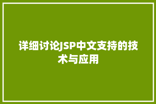 详细讨论JSP中文支持的技术与应用