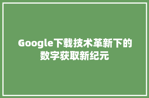 Google下载技术革新下的数字获取新纪元 WordPress教程