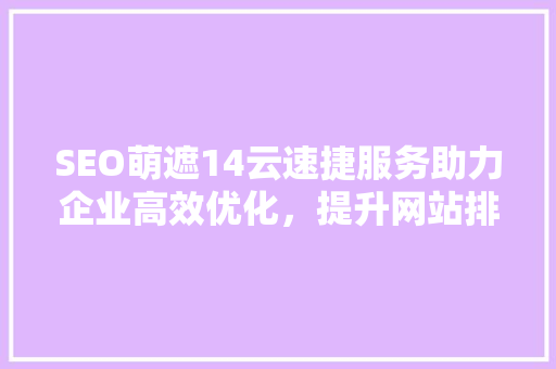 SEO萌遮14云速捷服务助力企业高效优化，提升网站排名