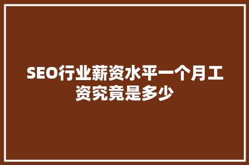 SEO行业薪资水平一个月工资究竟是多少 WordPress教程