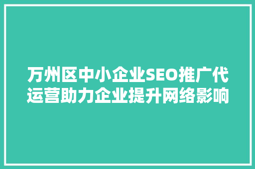 万州区中小企业SEO推广代运营助力企业提升网络影响力，抢占市场先机 WordPress教程