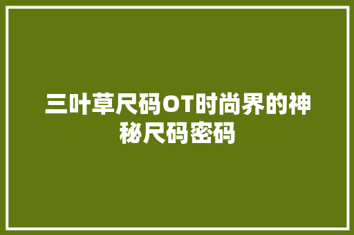三叶草尺码OT时尚界的神秘尺码密码
