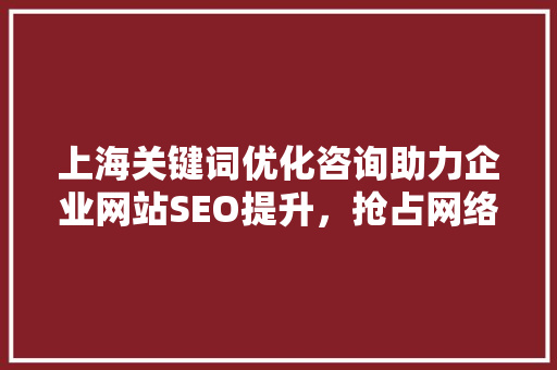上海关键词优化咨询助力企业网站SEO提升，抢占网络市场先机 服务器/数据库