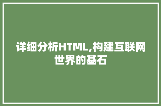 详细分析HTML,构建互联网世界的基石
