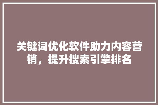 关键词优化软件助力内容营销，提升搜索引擎排名