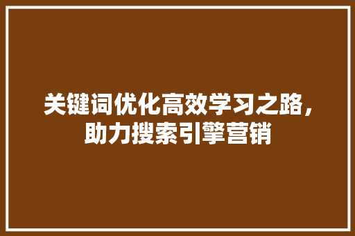 关键词优化高效学习之路，助力搜索引擎营销