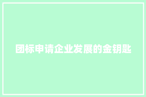 团标申请企业发展的金钥匙