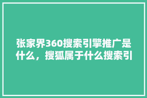 张家界360搜索引擎推广是什么，搜狐属于什么搜索引擎 Web前端