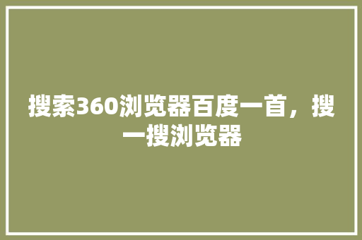 搜索360浏览器百度一首，搜一搜浏览器