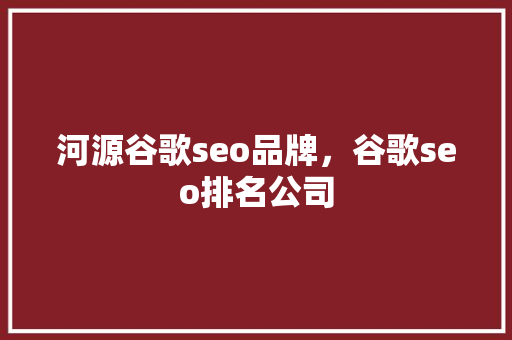 河源谷歌seo品牌，谷歌seo排名公司