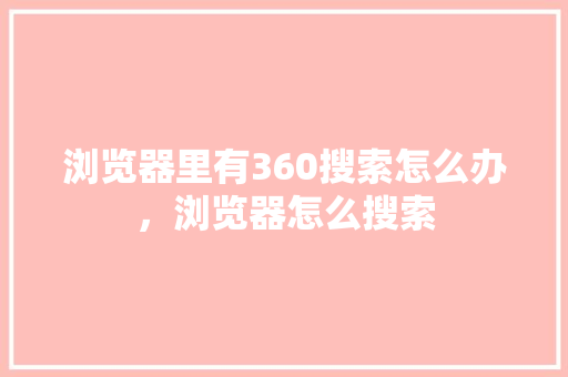 浏览器里有360搜索怎么办，浏览器怎么搜索