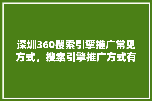 深圳360搜索引擎推广常见方式，搜索引擎推广方式有哪些