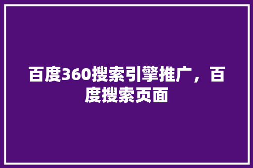百度360搜索引擎推广，百度搜索页面