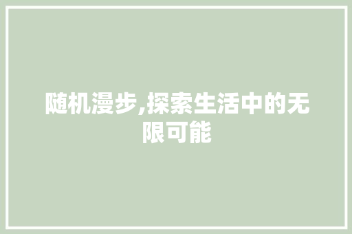 随机漫步,探索生活中的无限可能