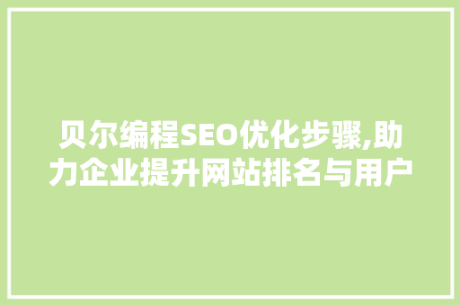 贝尔编程SEO优化步骤,助力企业提升网站排名与用户体验