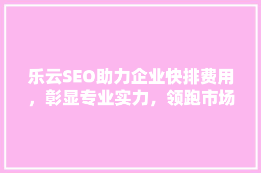 乐云SEO助力企业快排费用，彰显专业实力，领跑市场新风向