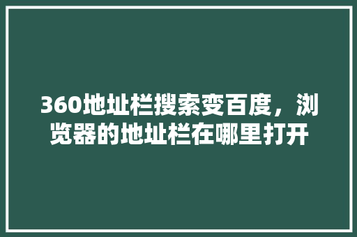 360地址栏搜索变百度，浏览器的地址栏在哪里打开