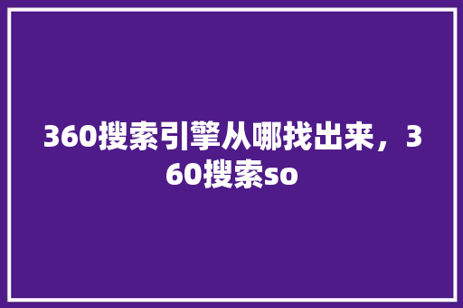 360搜索引擎从哪找出来，360搜索so 友链在线