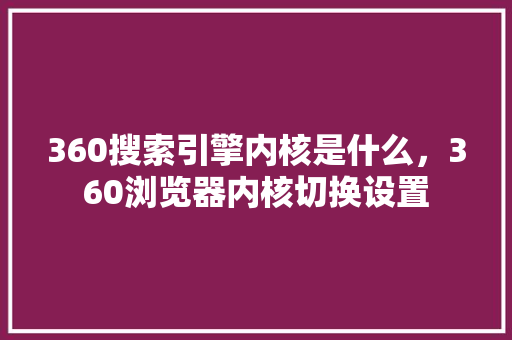 360搜索引擎内核是什么，360浏览器内核切换设置