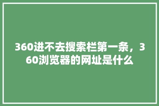 360进不去搜索栏第一条，360浏览器的网址是什么