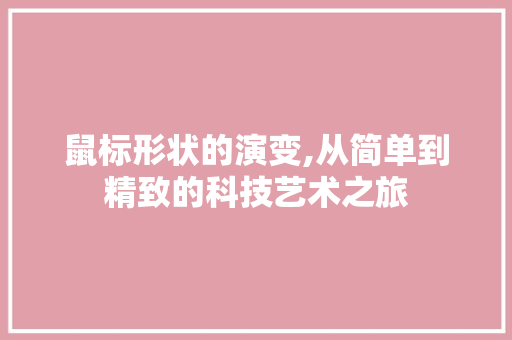 鼠标形状的演变,从简单到精致的科技艺术之旅