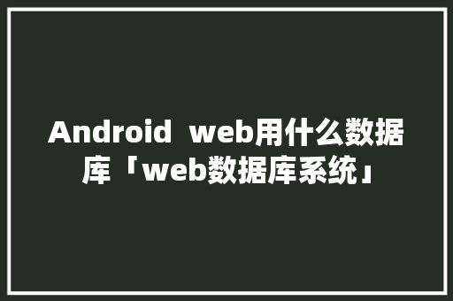 Android  web用什么数据库「web数据库系统」