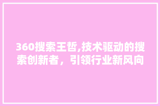 360搜索王哲,技术驱动的搜索创新者，引领行业新风向