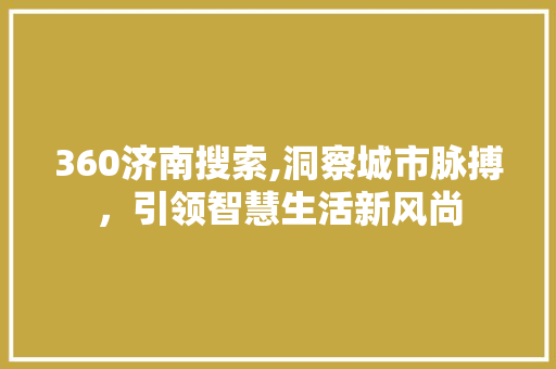 360济南搜索,洞察城市脉搏，引领智慧生活新风尚