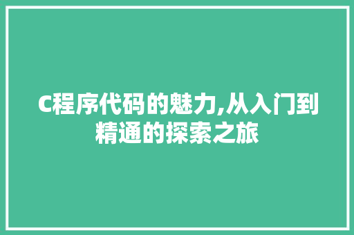 C程序代码的魅力,从入门到精通的探索之旅