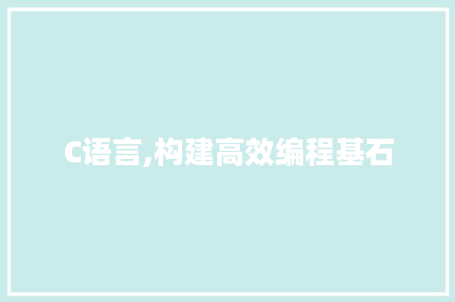 C语言,构建高效编程基石